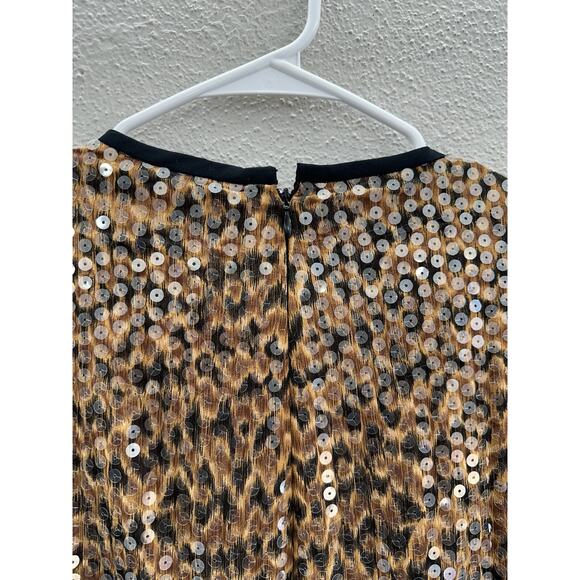 Elisabeth Liz Claiborne Womens Dress Size 16 Animal Print Sequin Short Sleeve - Picture 9 of 15